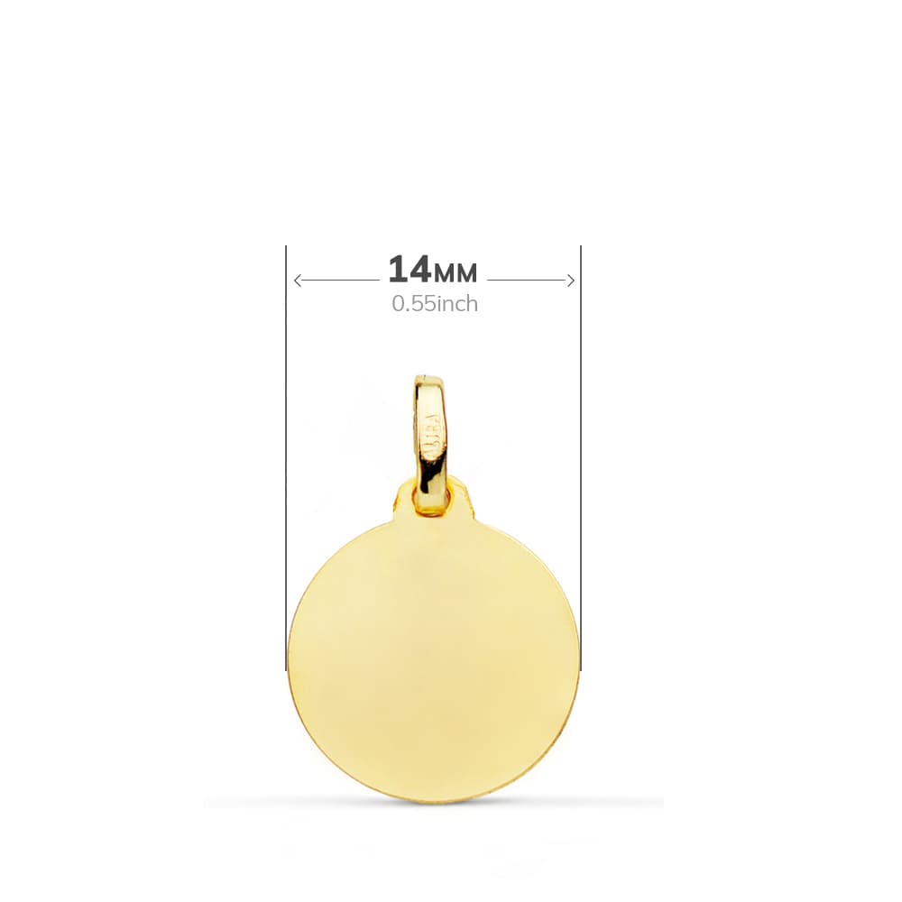 18K MEDALLA ORO AMARILLO ANGEL NIÑO BURLON CON PAJARO BISEL 14 MM