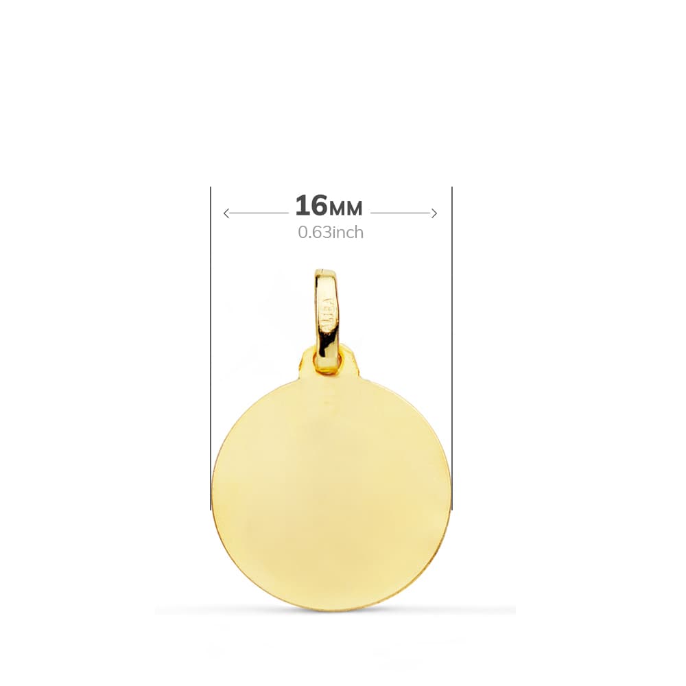 18K MEDALLA ORO AMARILLO VIRGEN NIÑA REZANDO BISEL 16 MM