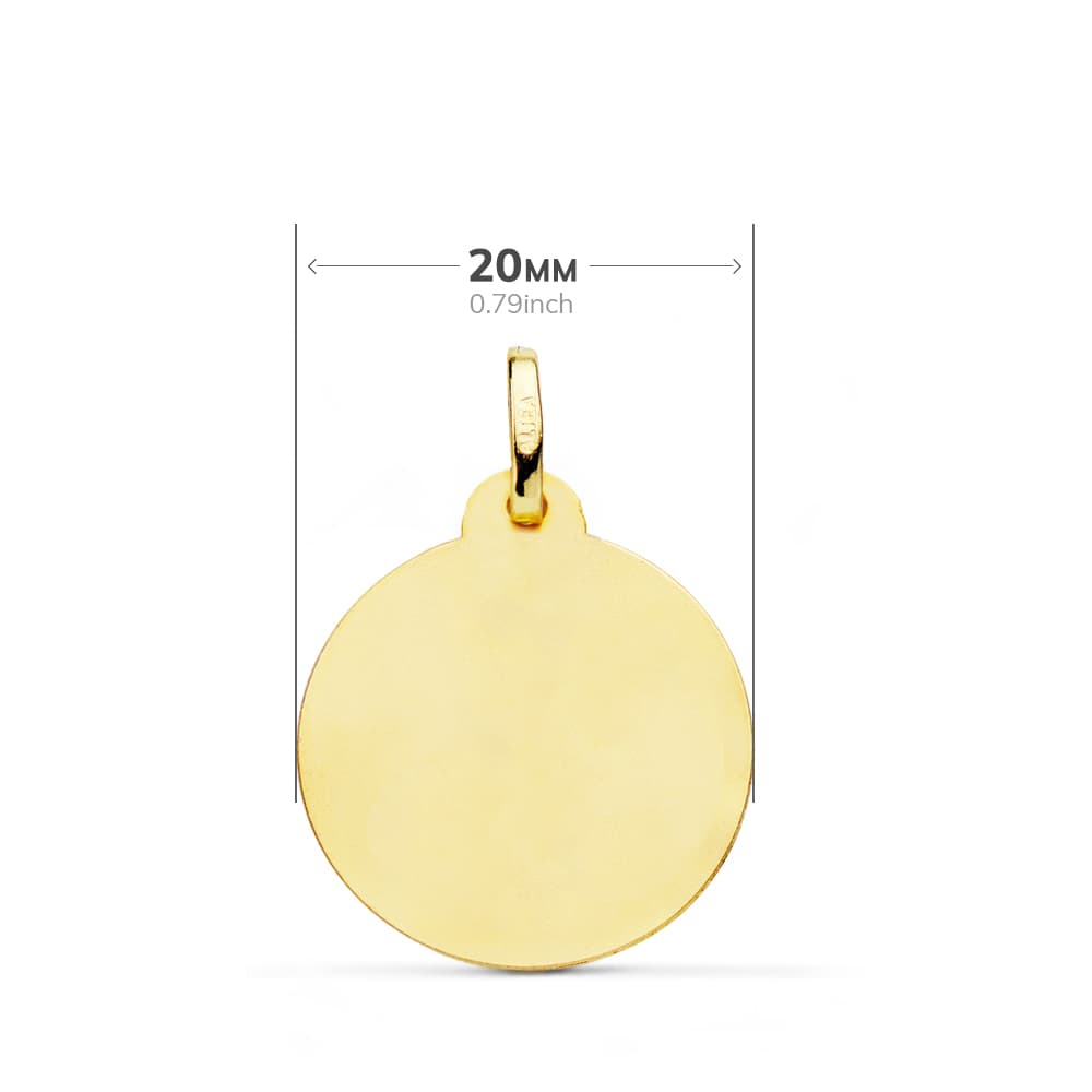18K MEDALLA ORO AMARILLO VIRGEN DEL CARMEN LISA MATIZADA 20 MM
