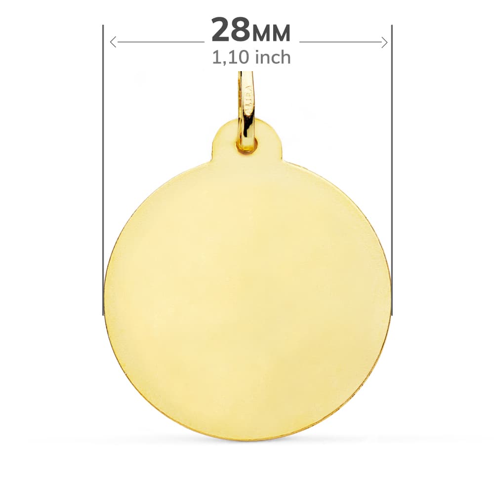18K MEDALLA ORO AMARILLO VIRGEN DEL CARMEN TALLADA 28 MM