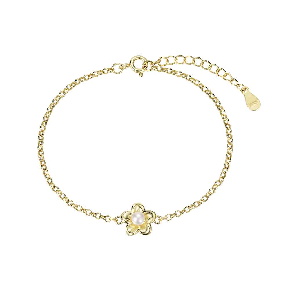 Pulsera de plata chapada flor