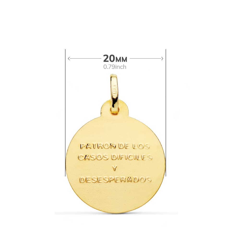 18K MEDALLA ORO AMARILLO SAN JUDAS TADEO TALLA CRUZADA 20 MM