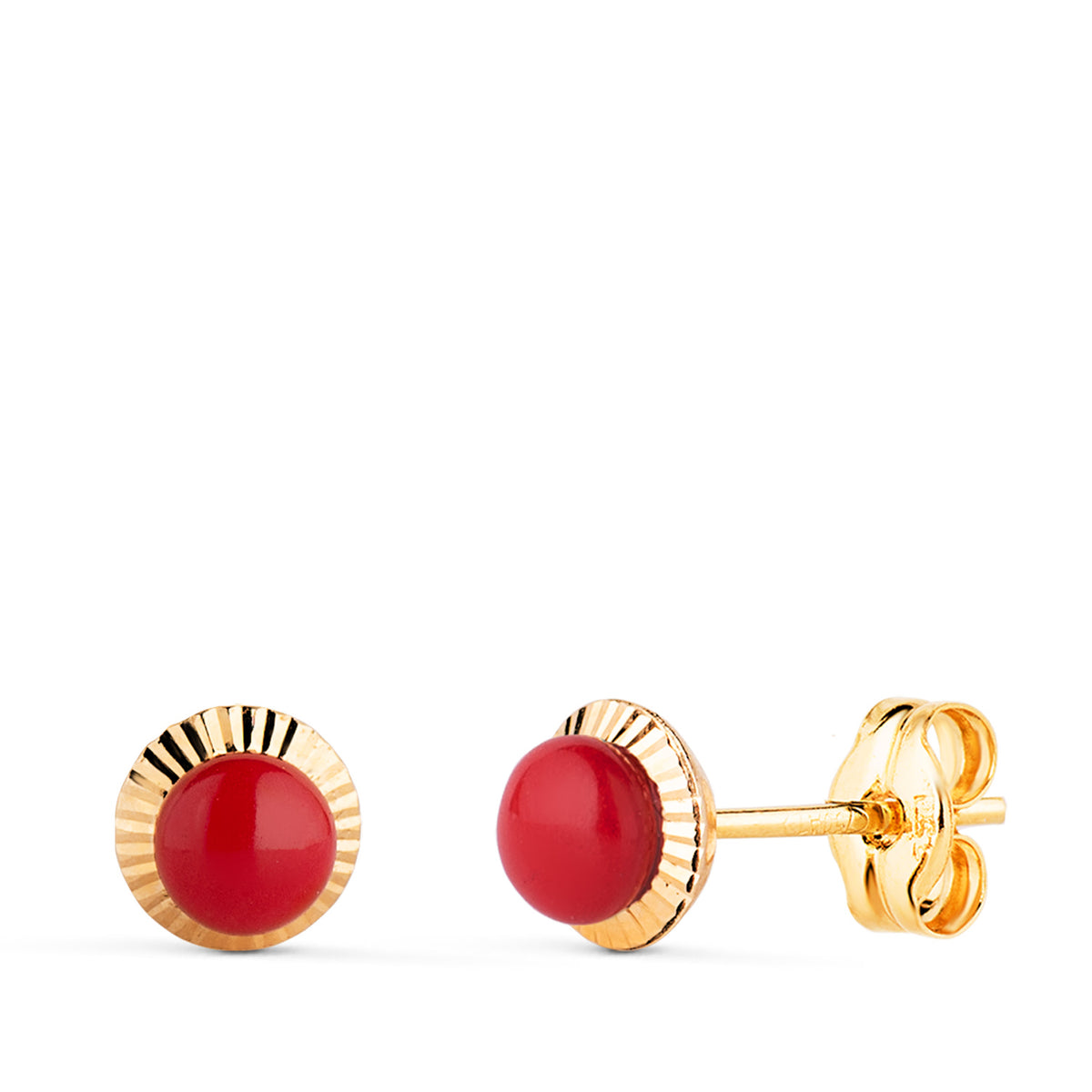Pendientes Coralina Orla Tallada 6 mm de oro amarillo 18K
