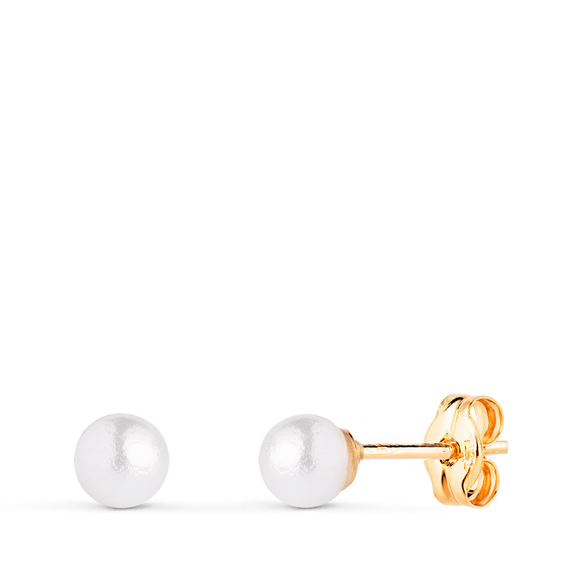 Pendientes Perla con Casquilla. Medida: 4 mm. de oro amarillo 18K