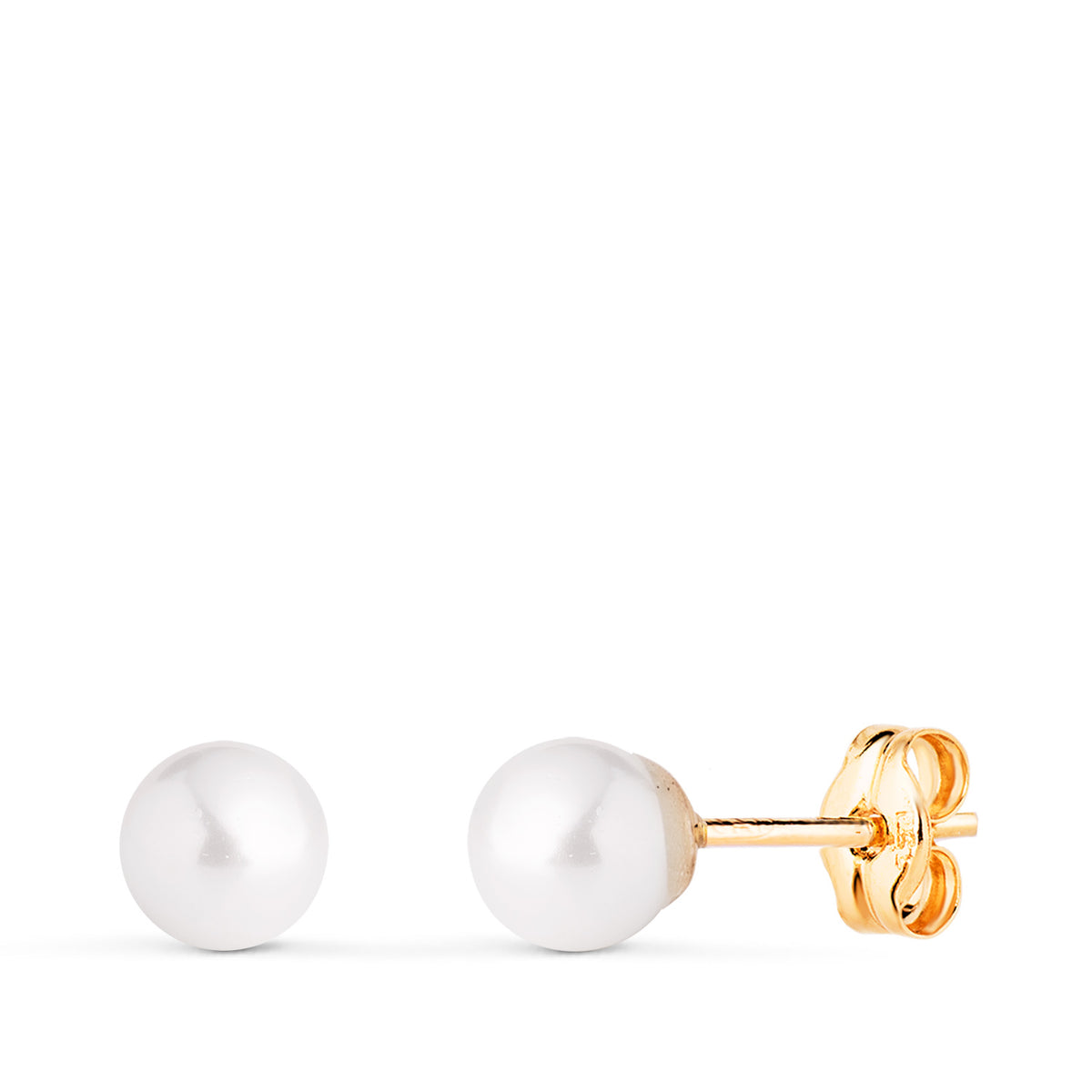Pendientes Perla con Casquilla. Medida: 5 mm. de oro amarillo 18K