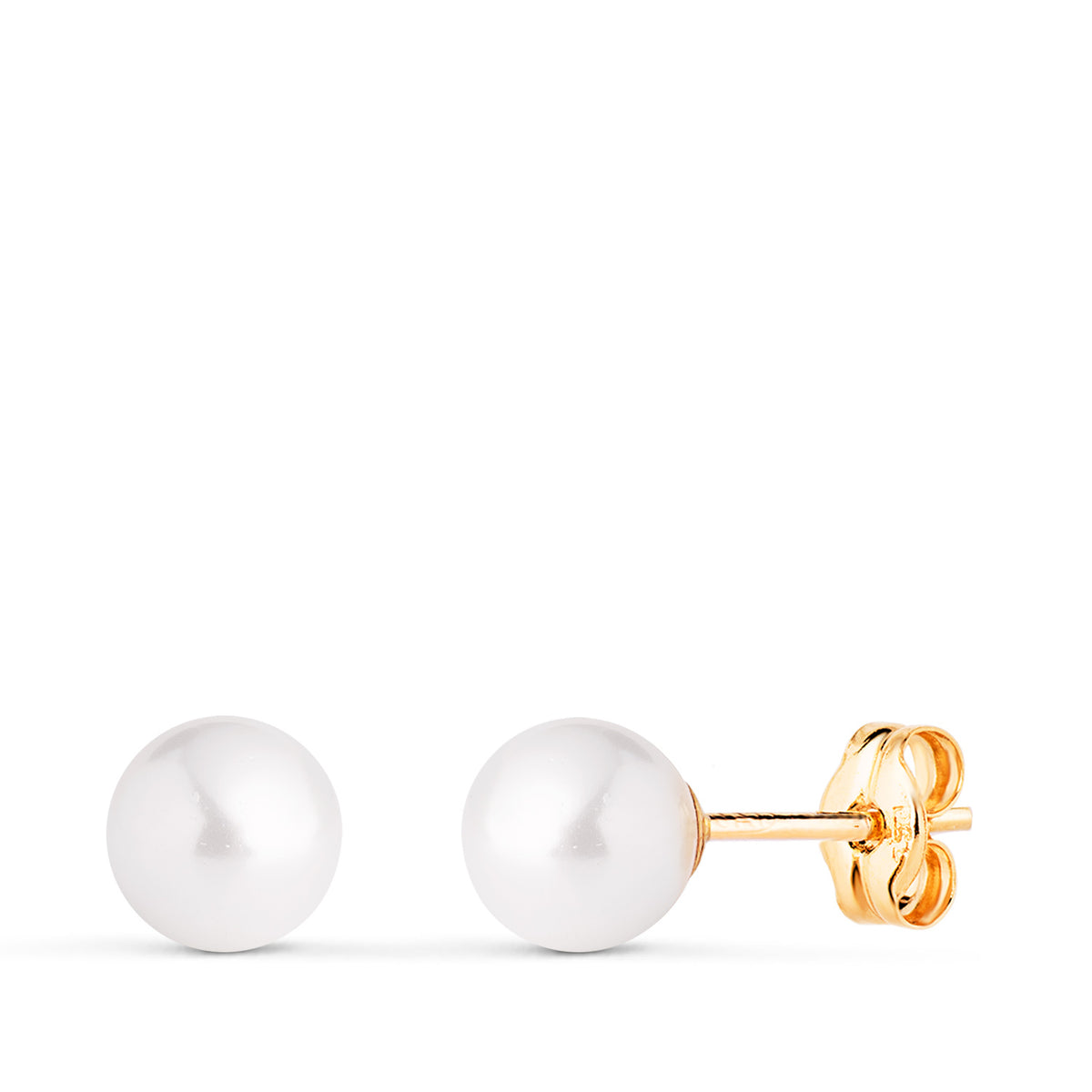 Pendientes Perla con Casquilla. Medida: 6 mm. de oro amarillo 18K