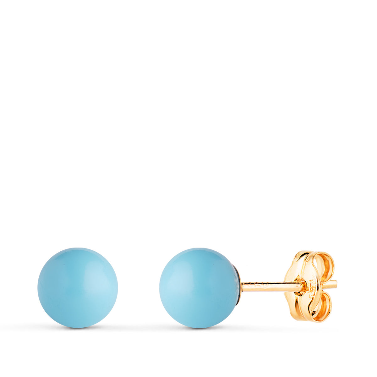 Pendientes Turquesa con Casquilla. Medida: 6 mm. de oro amarillo 18K