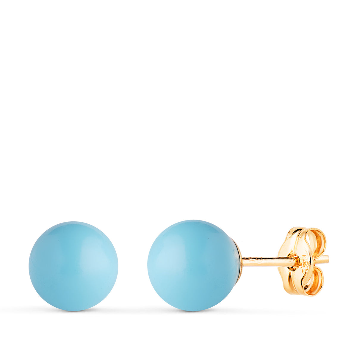Pendientes Turquesa con Casquilla. Medida: 7 mm. de oro amarillo 18K
