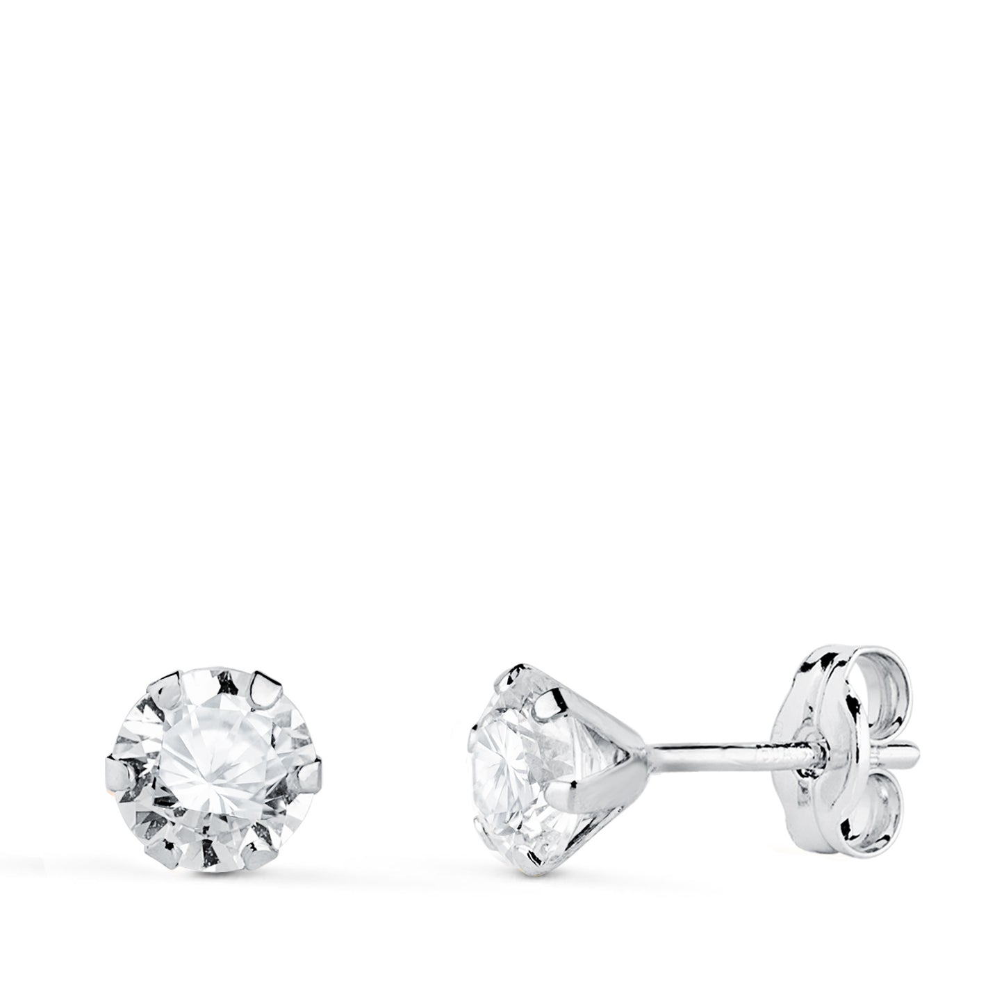18K PENDIENTES ORO BLANCO 6 GARRAS CON CIRCONITA. ANCHO: 5 MM CIERRE PRESION
