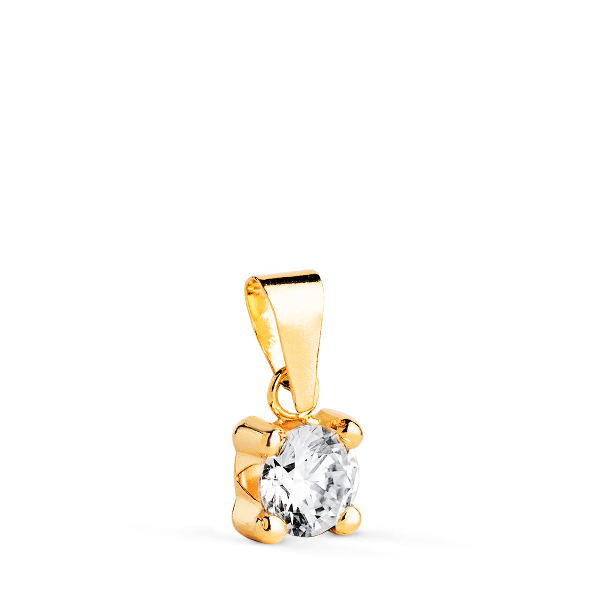 Colgante con Circonita 5 mm con 4 Garras. Ancho: 5,5 mm. de oro amarillo 18K