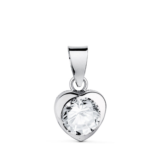 18K COLGANTE ORO BLANCO CORAZON CON CIRCONITA. MEDIDA: 7,5 X 7,5 MM
