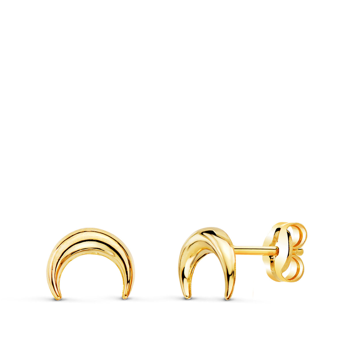 Pendientes Media Luna Lisa 7,5 x 6 mm. de oro amarillo 18K
