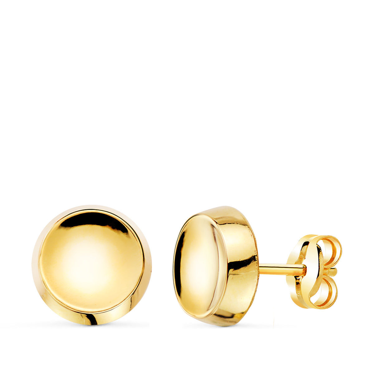 Pendientes Redondo Concavo en Brillo 8 mm. de oro amarillo 18K