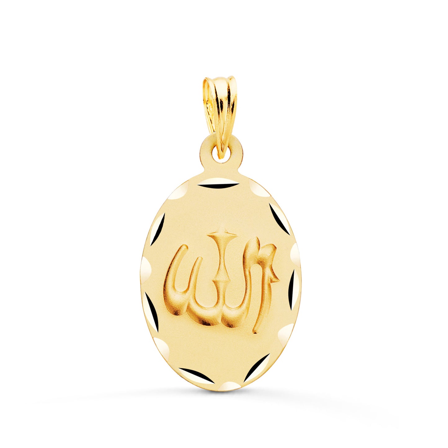 Medalla Ala Es Grande Oval Tallada y Matizada 22 x 14 mm de oro amarillo 18K
