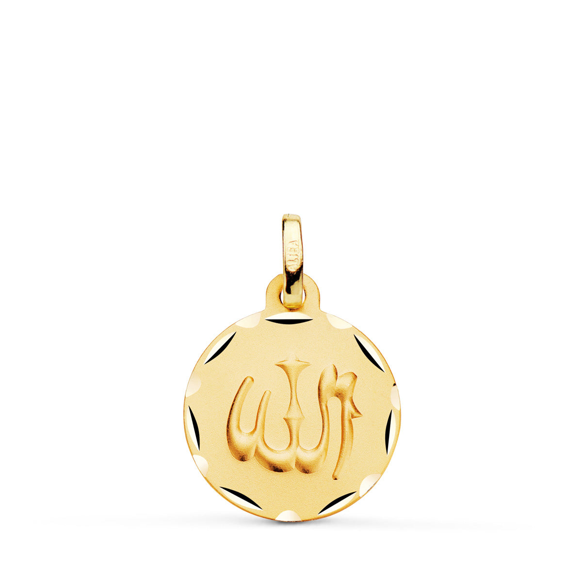 Medalla Ala Es Grande Tallada y Matizada 16 mm de oro amarillo 18K