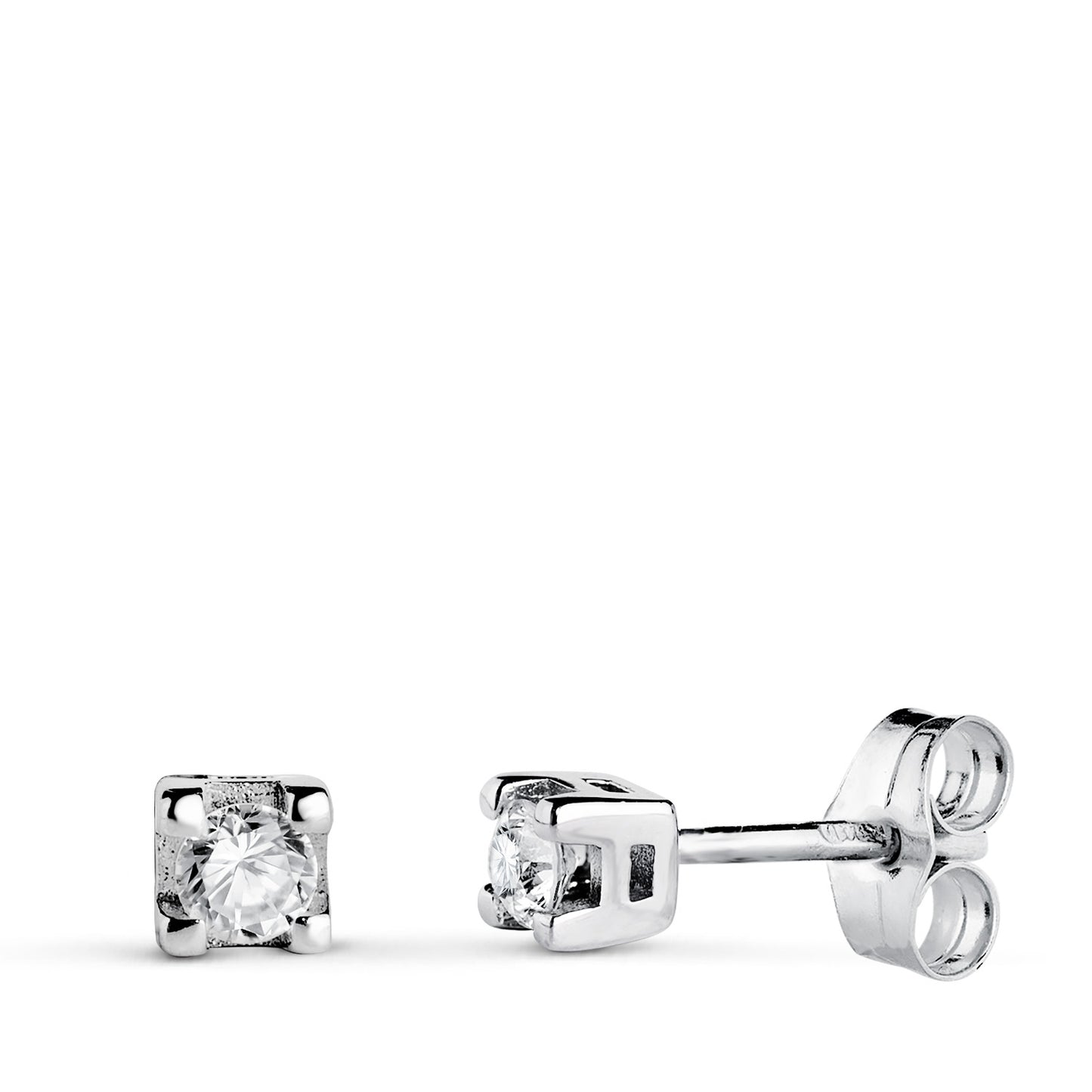 18K PENDIENTES ORO BLANCO DIAMANTES LABORATORIO TALLA BRILLANTE 2,75 MM 0,20 QTS VS2-G. MEDIDA: 3,5X3,5 MM. PRESION