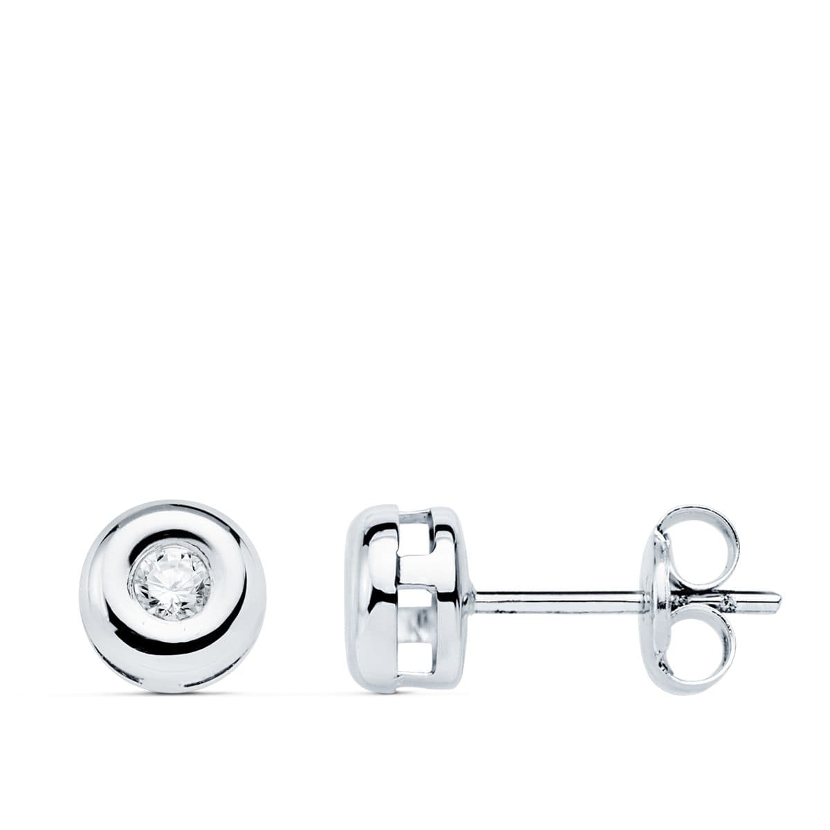 18K PENDIENTES CHATON ORO BLANCO DIAMANTES LABORATORIO 0,140 QTS VS2-G. MEDIDA: 5,5 X 5,5 MM. CIERRE PRESION