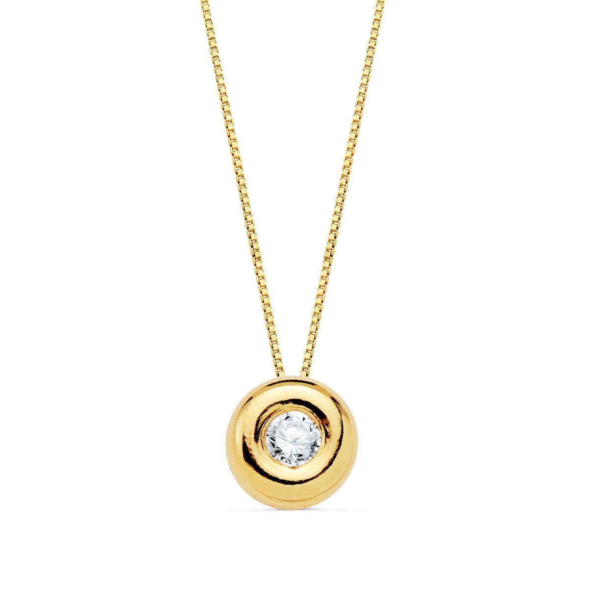 18K COLLAR ORO AMARILLO 42CM CHATON DIAMANTE 0.100 QTS. SI-H