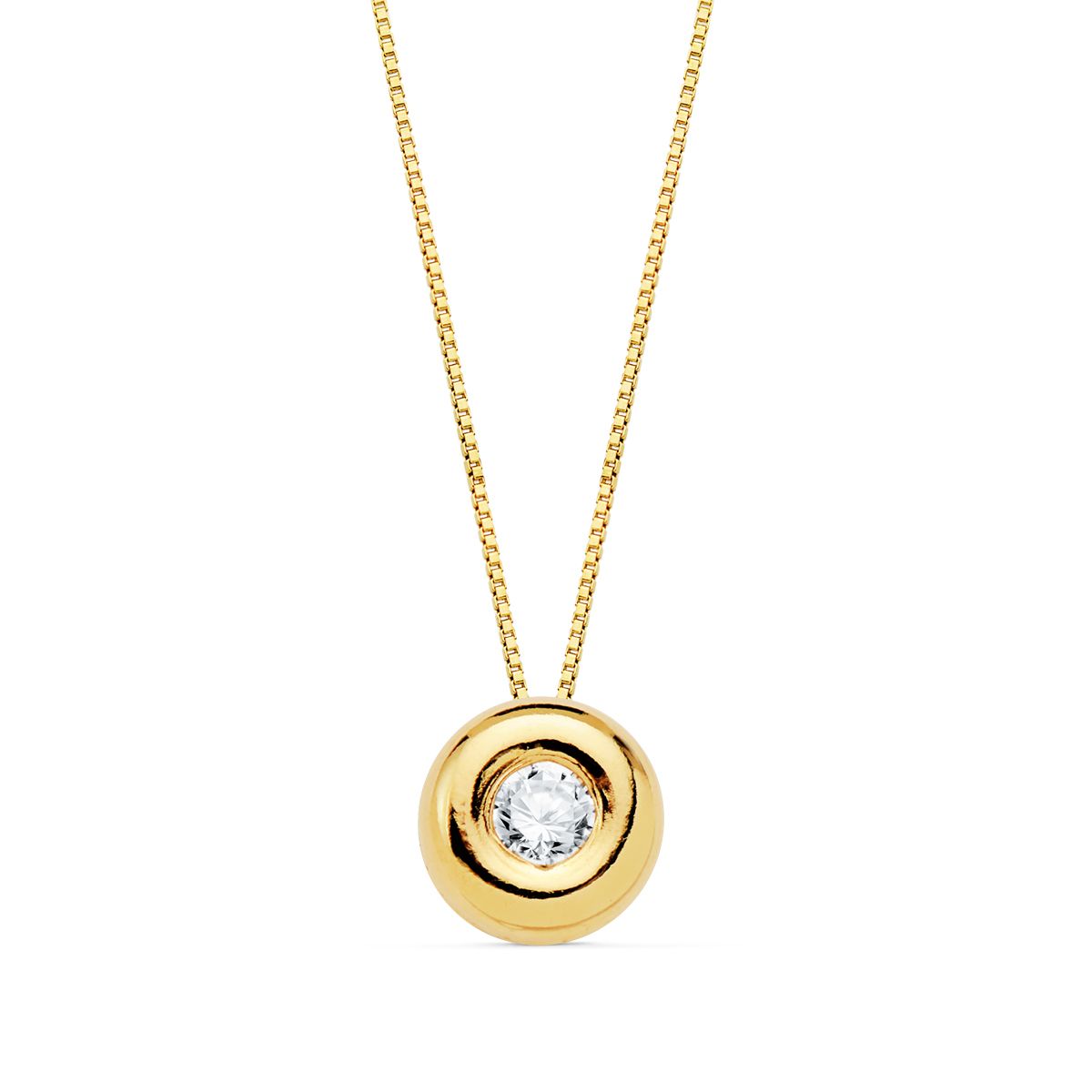 Collar 42 cm Chaton 6,5 mm Diamante Laboratorio 2,90 mm 0,100 Qts. Vs2-g de oro amarillo 18K