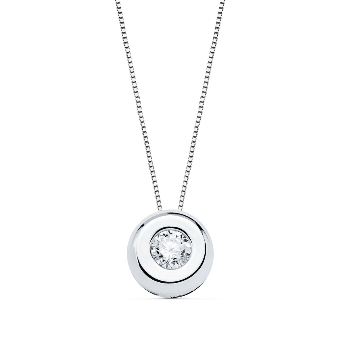 Gargantilla Chaton 6,5 mm Diamante Laboratorio 2,90 mm 0,100 Qts. G-vs2. Cadena 42 cm de oro blanco 18K