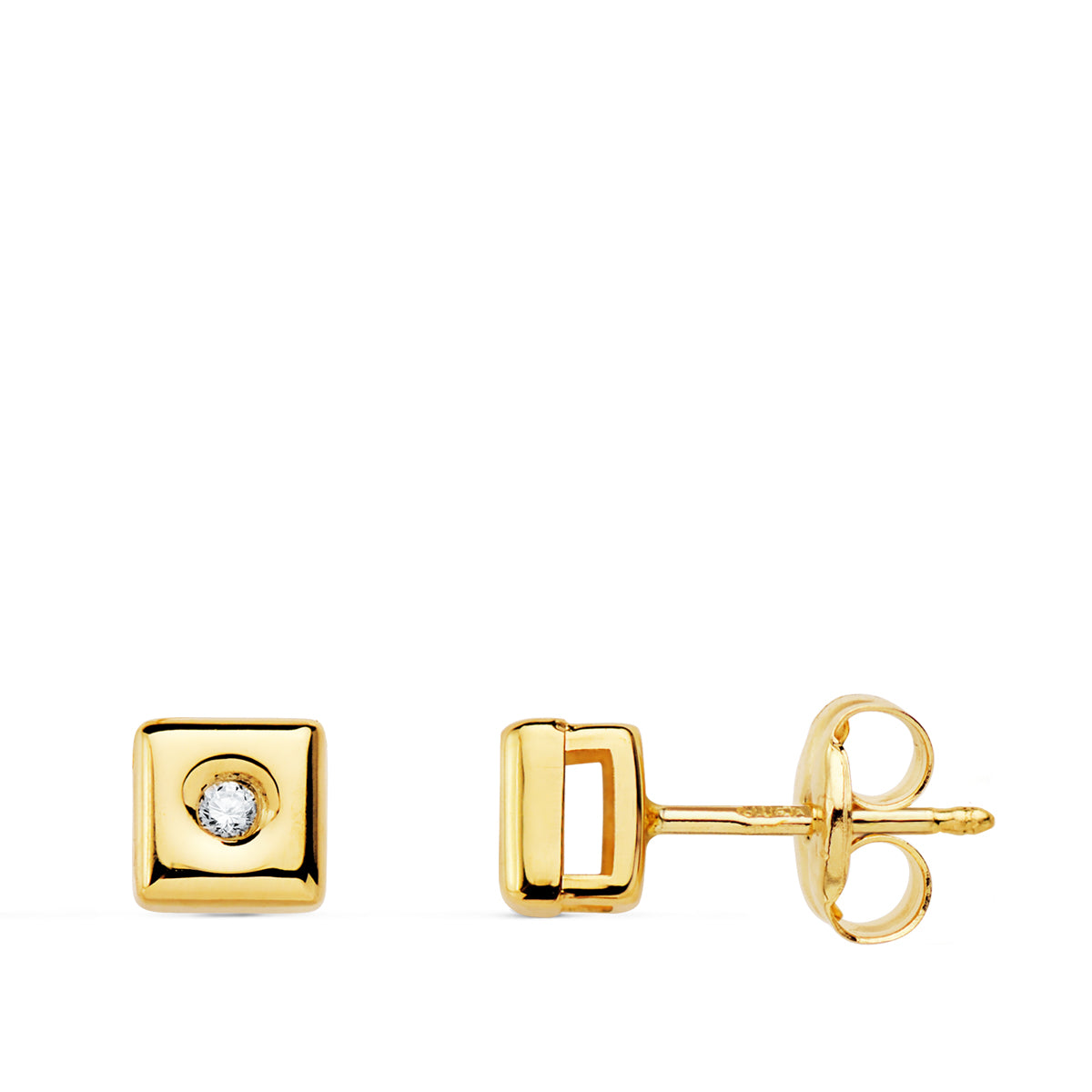 Pendientes Chaton Cuadrado Diamantes Laboratorio 0,030 Qts.g-vs2 de oro amarillo 18K