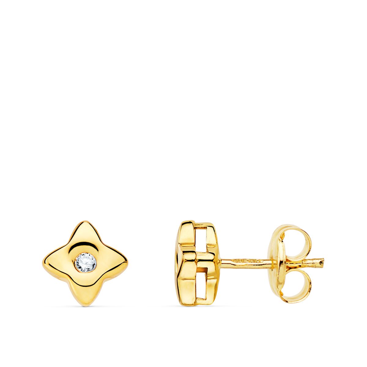 Pendientes Estrella Diamantes Laboratorio 0,040 Qt Vs2-g. Medida: 5,5 x 5,5 mm. de oro amarillo 18K