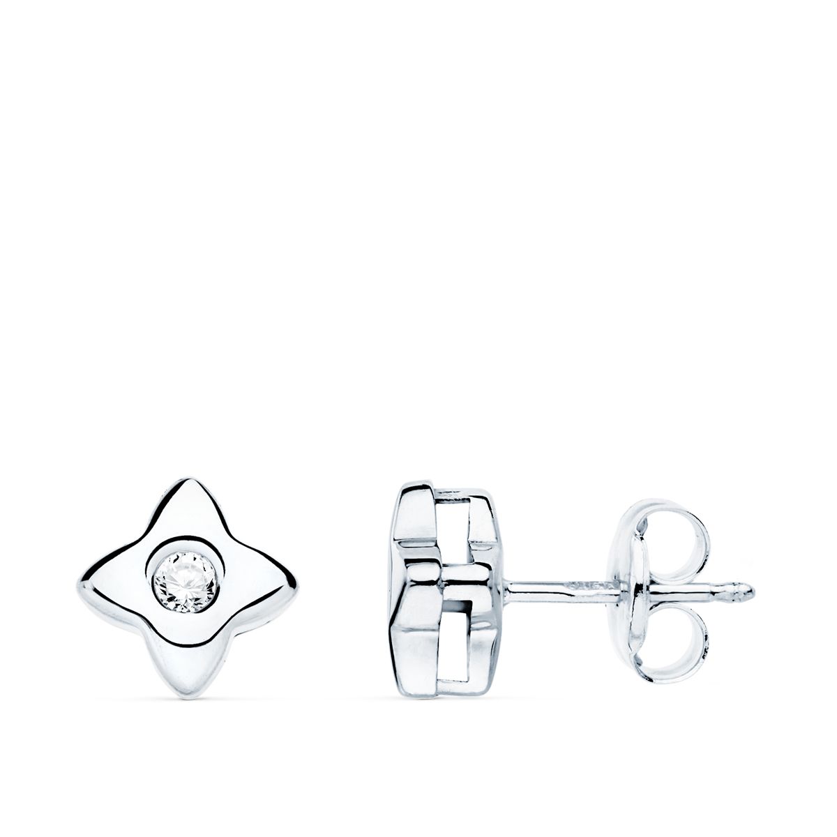 18K PENDIENTES ORO BLANCO ESTRELLA DIAMANTES LABORATORIO 0,100 QT VS2-G. MEDIDA: 6X6 MM. CIERRE PRESION