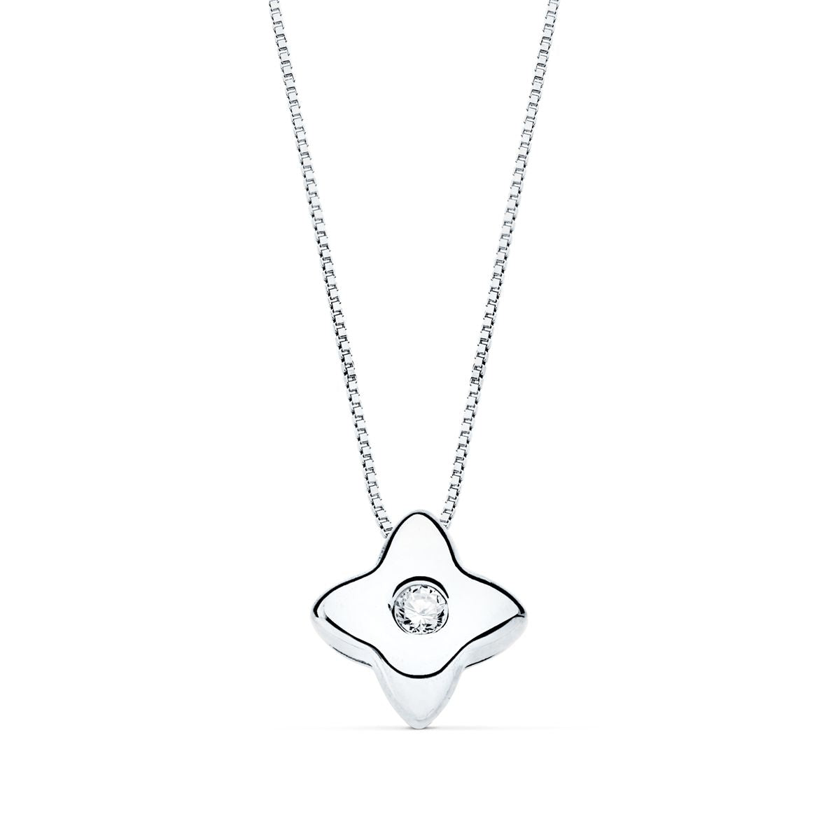 Gargantilla Estrella 5 x 5 mm Diamante Laboratorio 0,015 Qt. G-vs2. Cadena 42 cm de oro blanco 18K