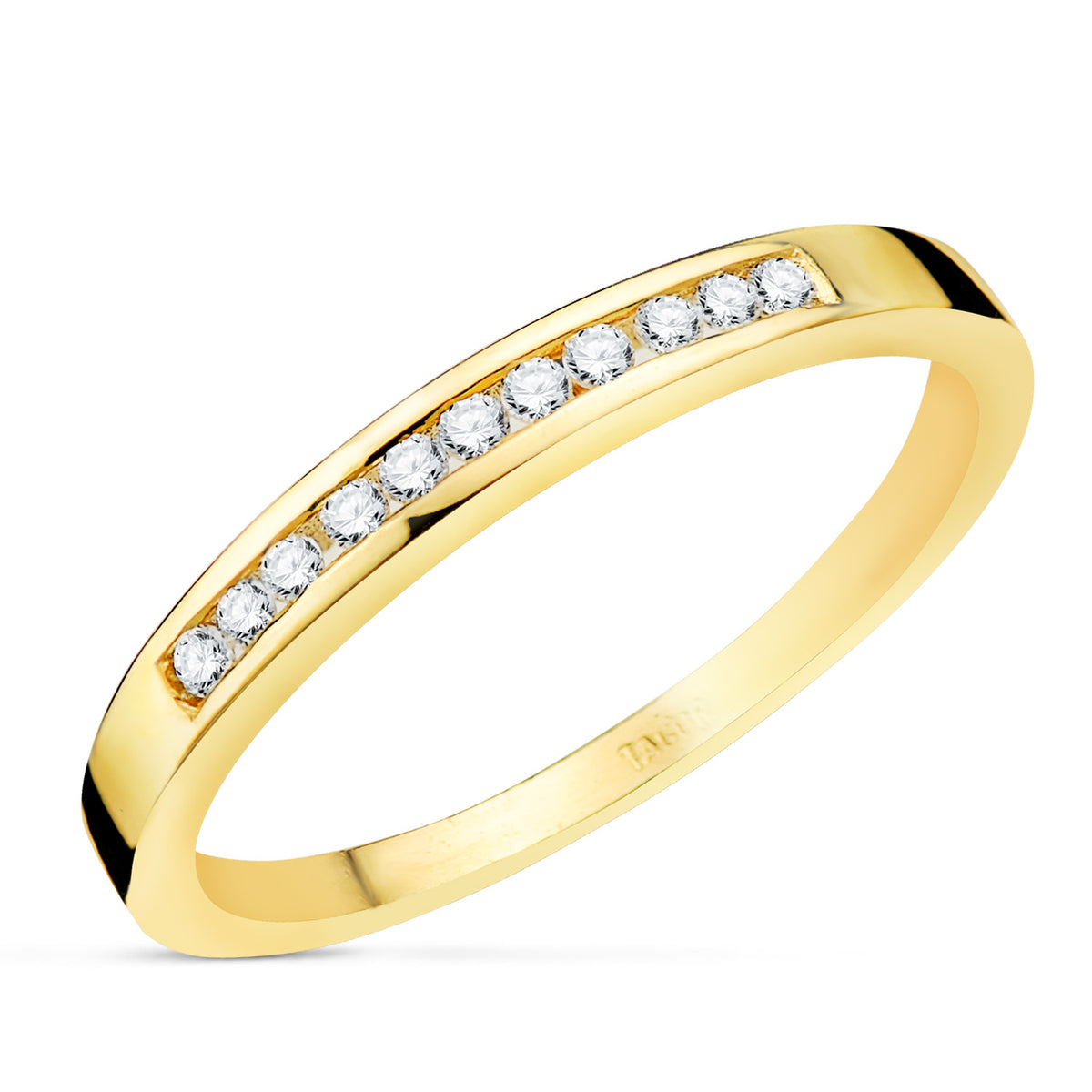 Alianza O Anillo 11 Diamantes de Laboratorio 0,150 Qts. Vs2-g de oro amarillo 18K