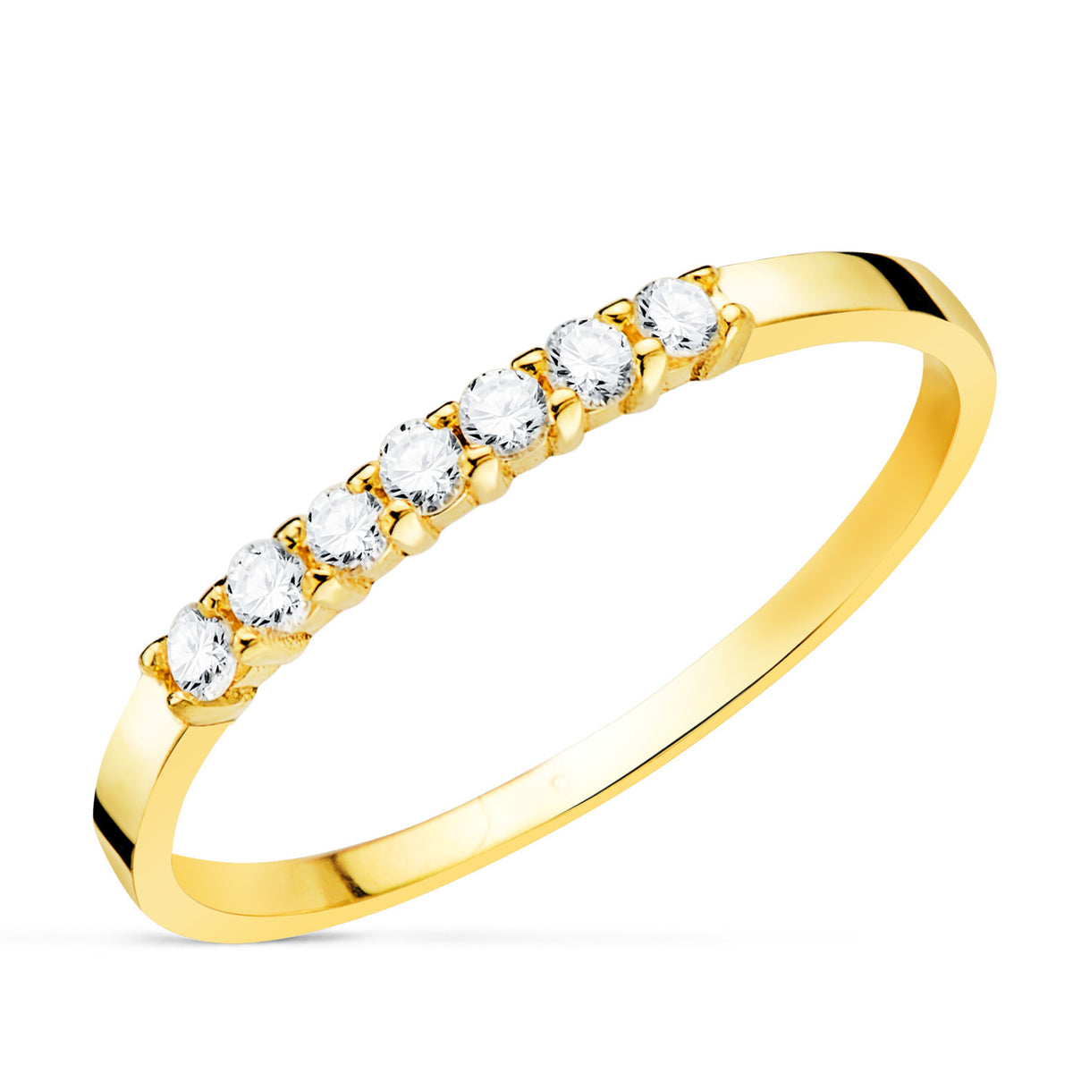 Alianza O Anillo 7 Diamantes de Laboratorio Talla Brillante 0,160 Qts. Vs2-g de oro amarillo 18K