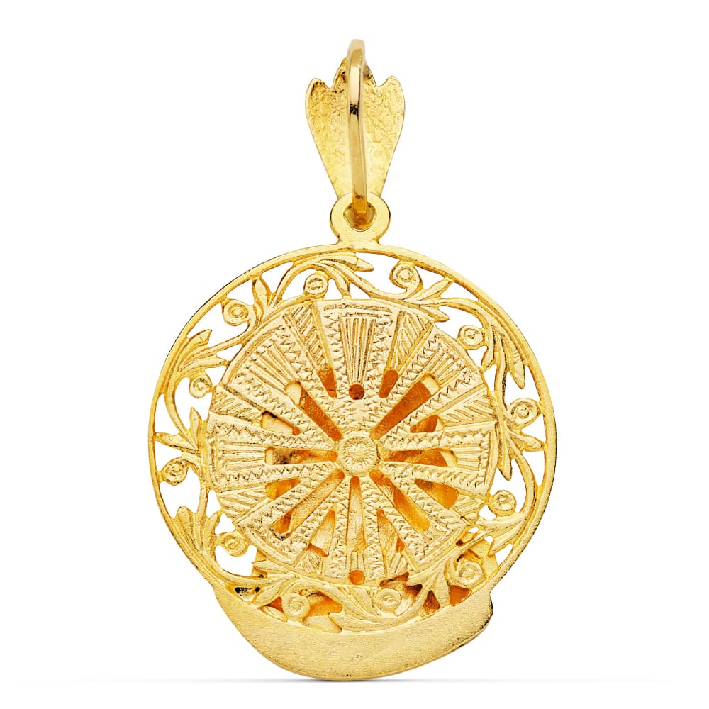18K COLGANTE ORO AMARILLO CABEZA DE CRISTO AUREOLA 29X27 MM