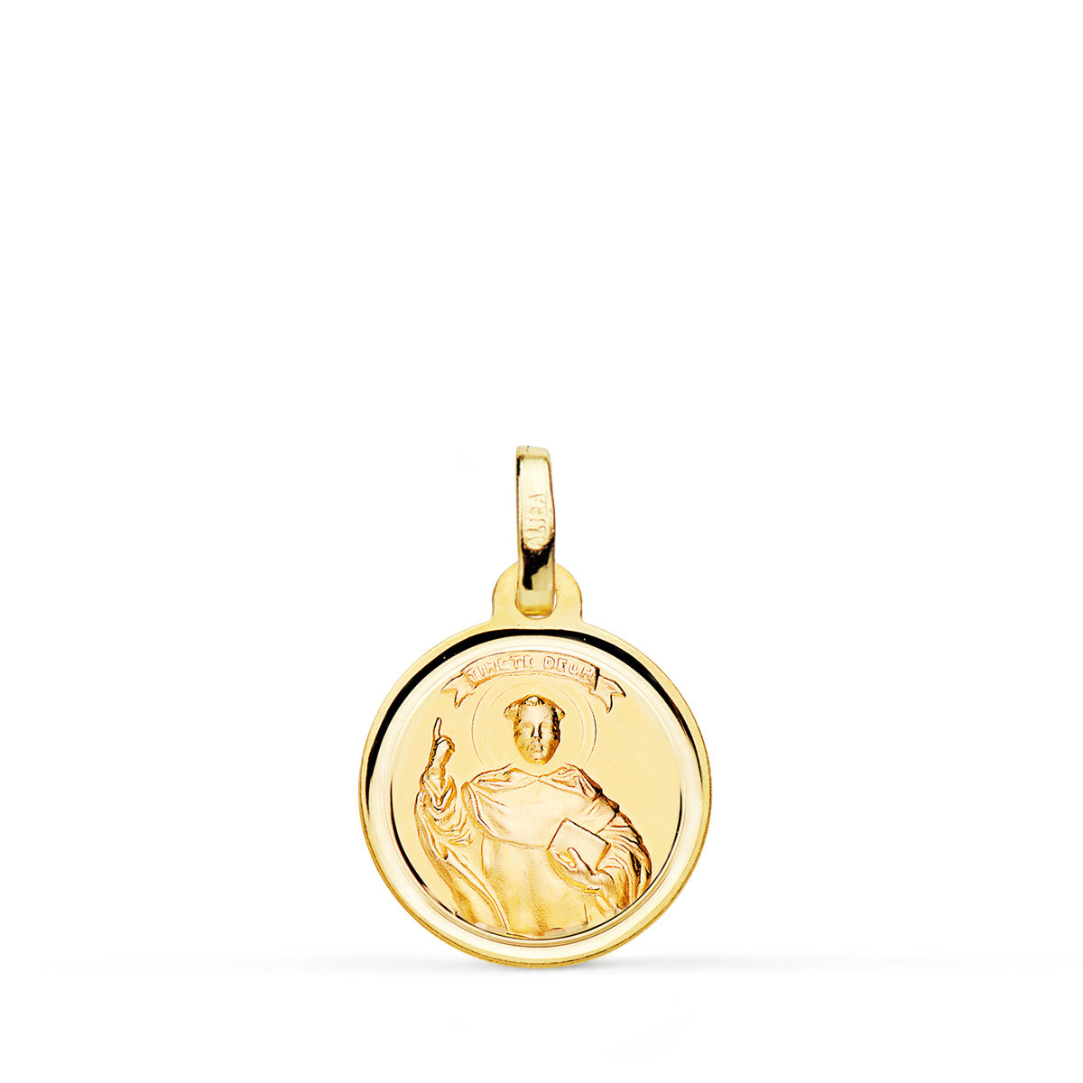 Medalla San Vicente Ferrer Bisel 14 mm de oro amarillo 9K