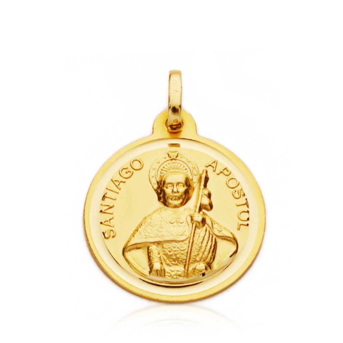Medalla Santiago Apostol 22 mm Bisel de oro amarillo 18K