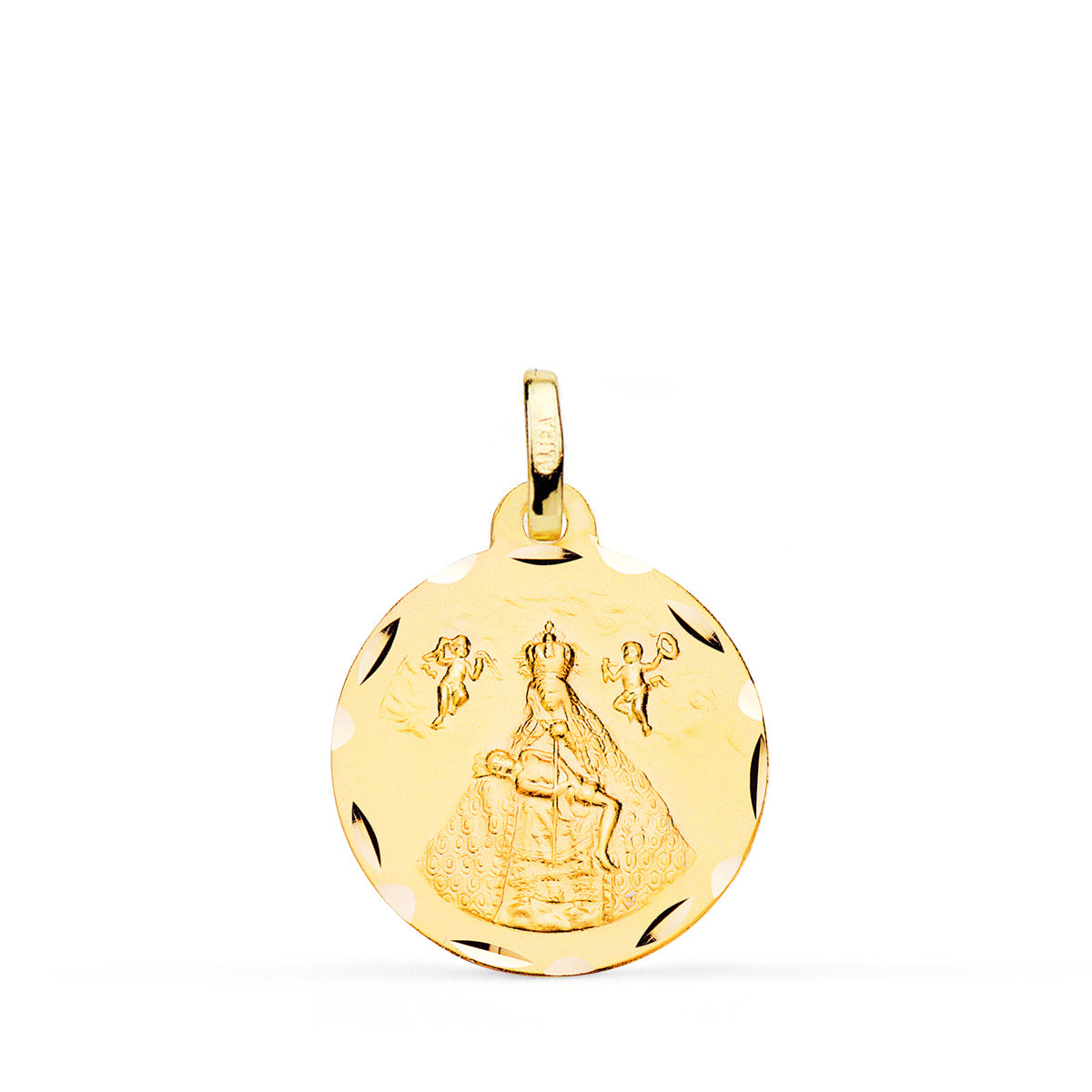 18K MEDALLA ORO AMARILLO VIRGEN DE AFRICA TALLADA 18 MM