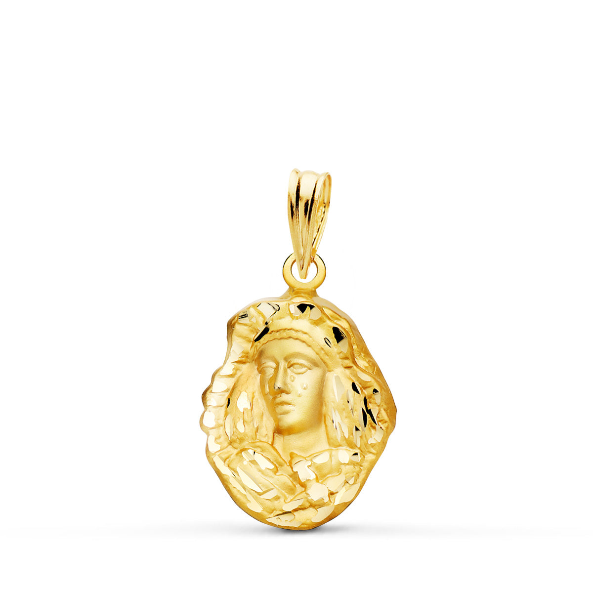 Medalla Esperanza de Triana Silueta Tallada 17 x 13 mm de oro amarillo 18K