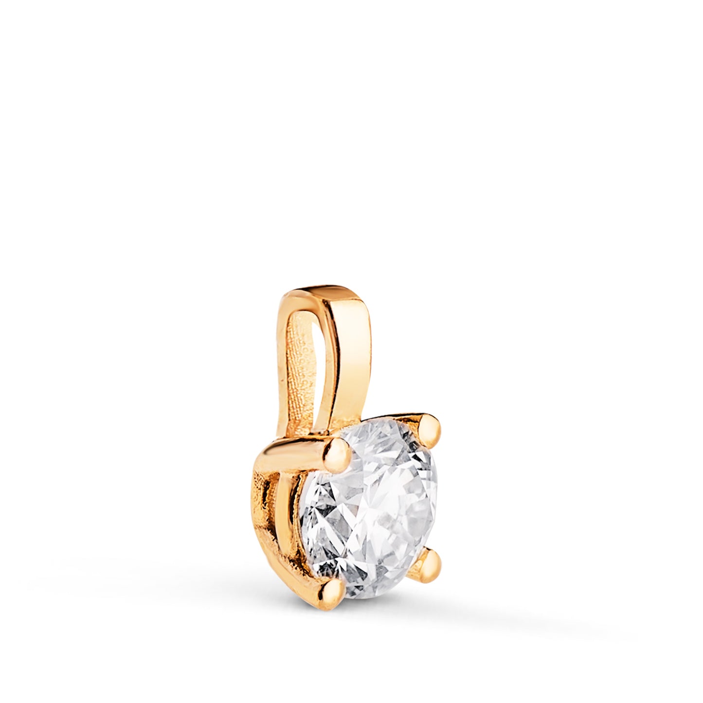 Colgante Diamante Laboratorio Talla Brillante 5 mm 0,500 Qtes. G-vs1. Medida: 9 x 5 mm de oro amarillo 18K