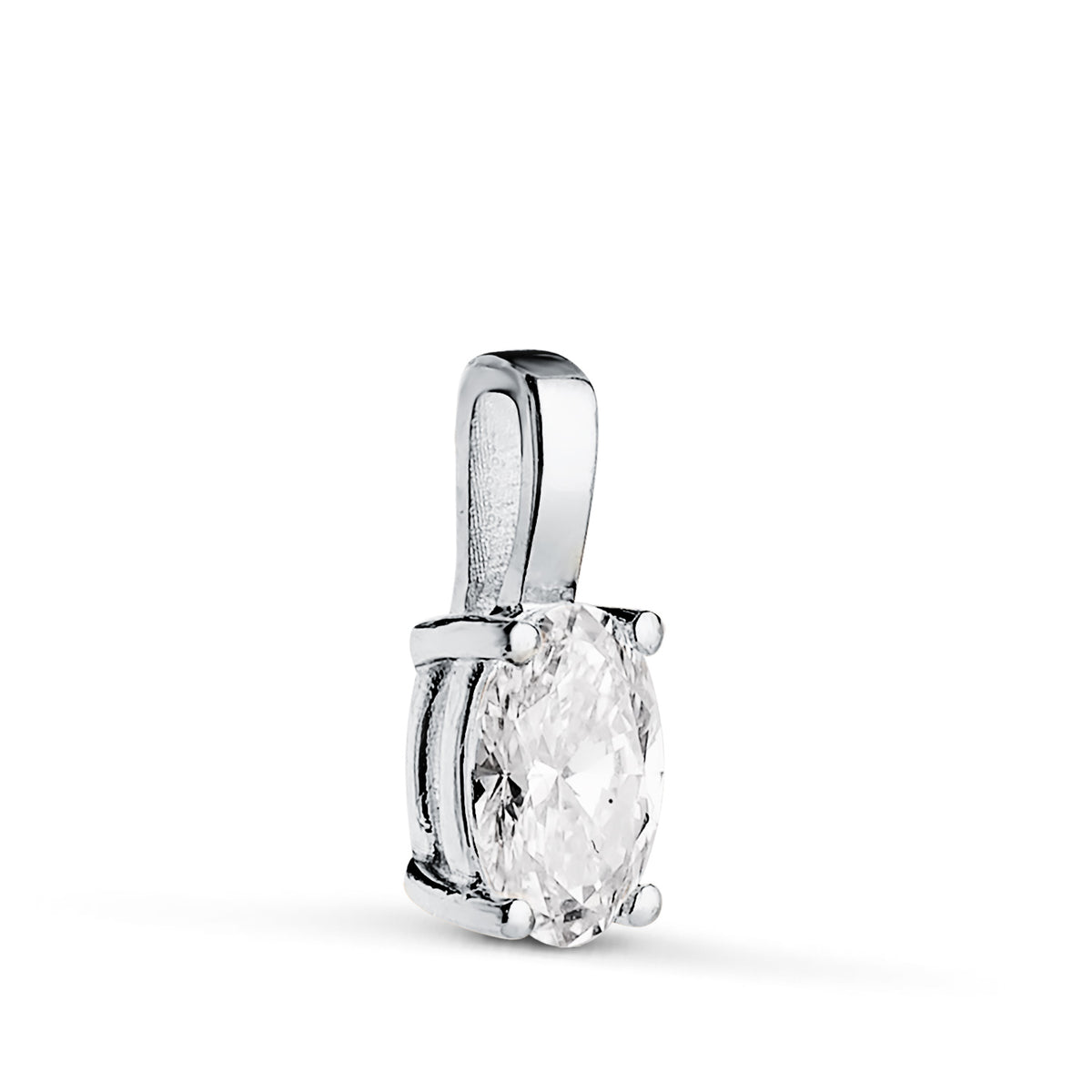 Colgante Diamante Laboratorio Talla Oval 6 x 4 mm 0,426 Qtes. G-vs1. Medida: 10 x 4 mm de oro blanco 18K