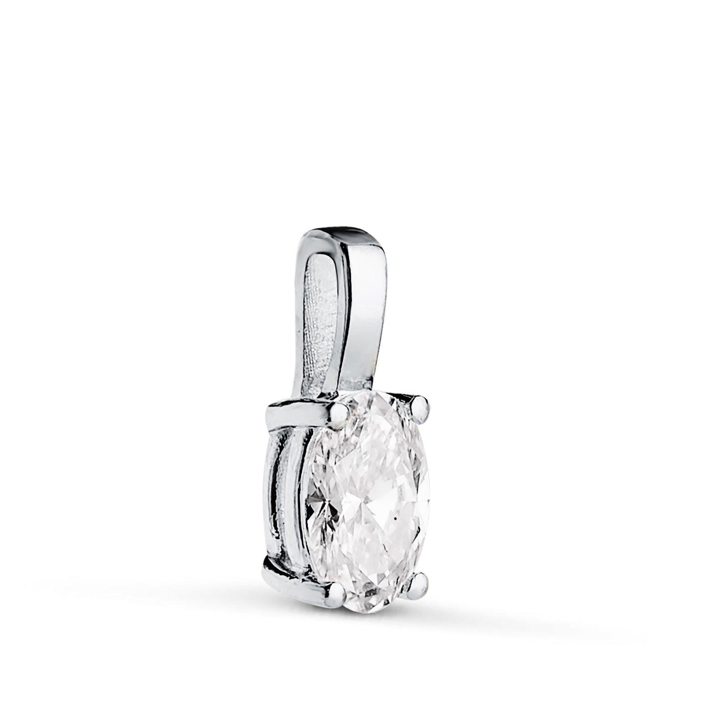 18K COLGANTE ORO BLANCO DIAMANTE LABORATORIO TALLA OVAL 6 X 4MM 0,426 QTES. G-VS1. MEDIDA: 10X4 MM