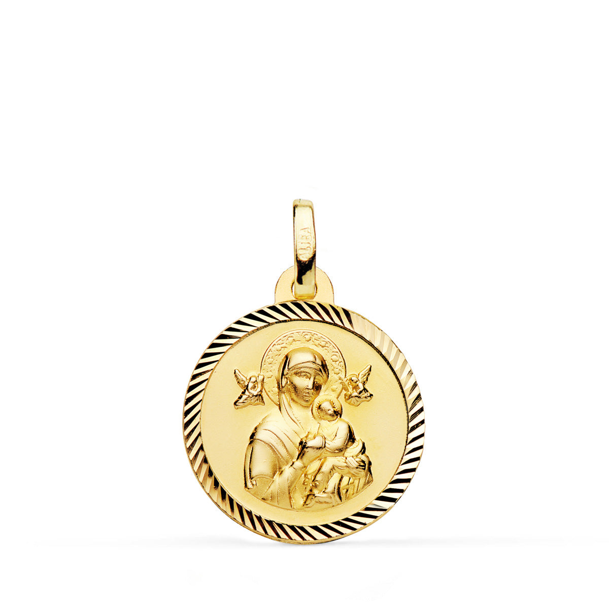 9K MEDALLA ORO AMARILLO VIRGEN PERPETUO SOCORRO BORDE HELICE 18 MM