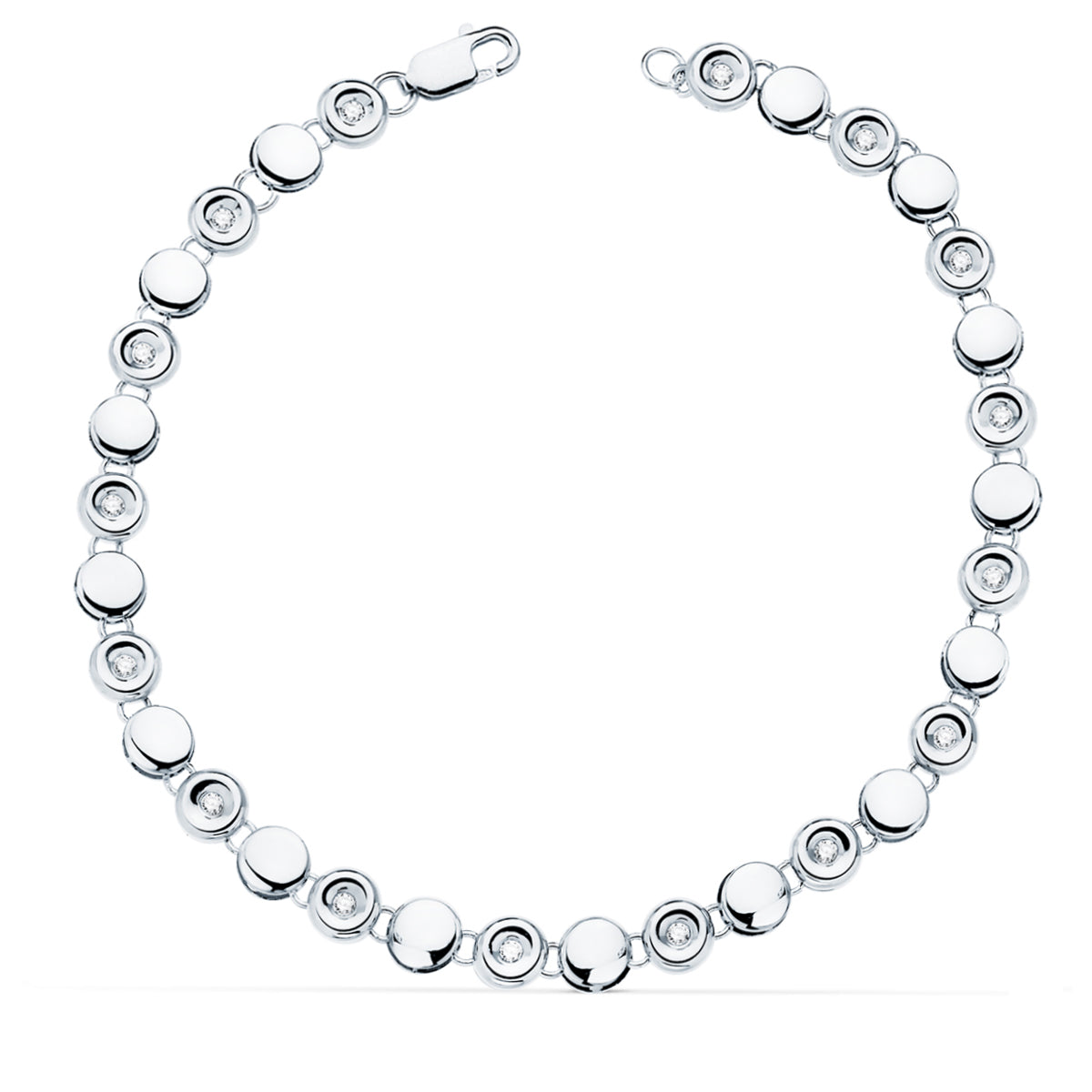 18K PULSERA RIVIERE ORO BLANCO 16 DIAMANTES LABORATORIO 0,240 QTS VS2-G. ANCHO: 4,85 MM. LARGO: 18,5 CM