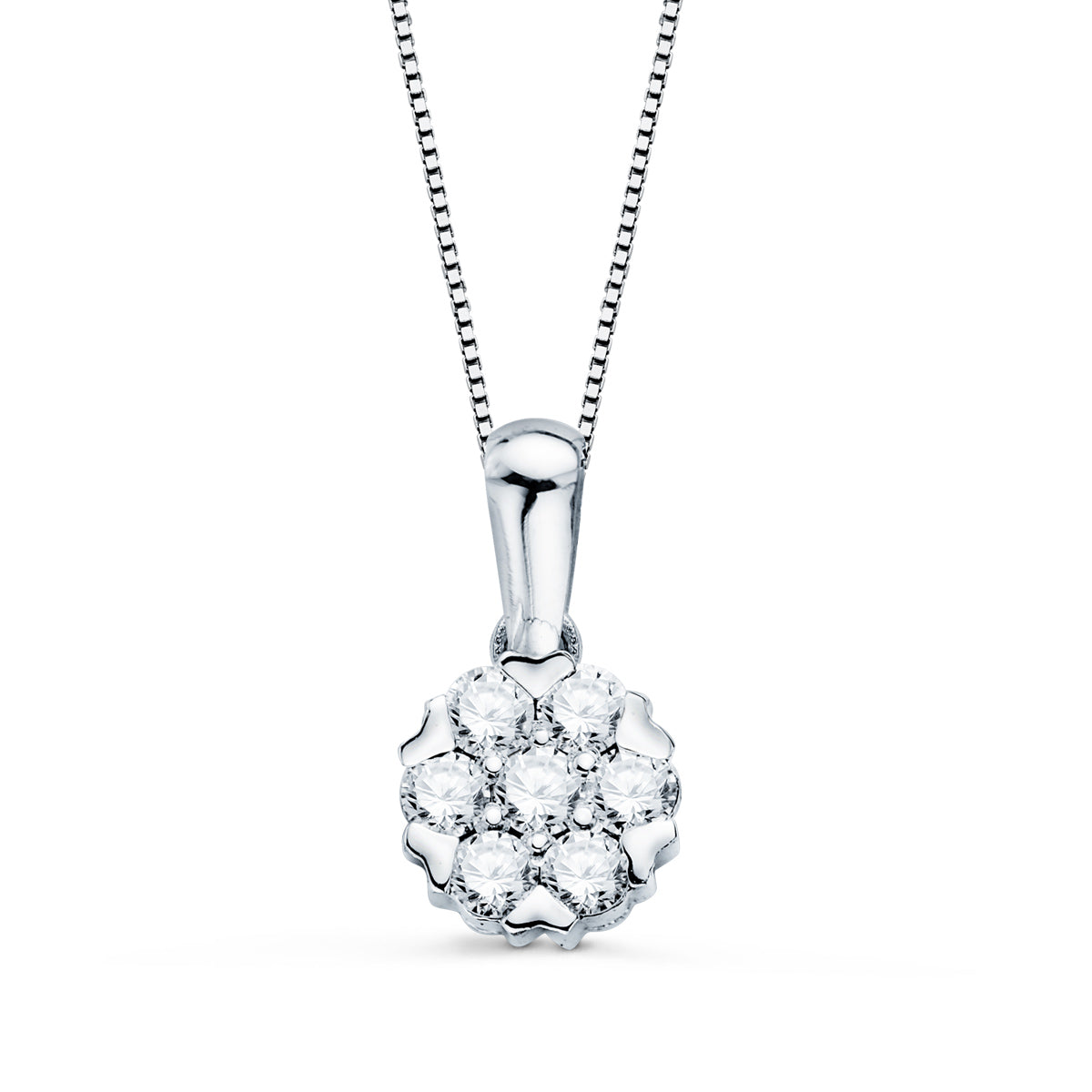 Collar 7 mm Diamantes Laboratorio 0,300 Qts G-vs2 Cadena 42-3 cm de oro blanco 18K