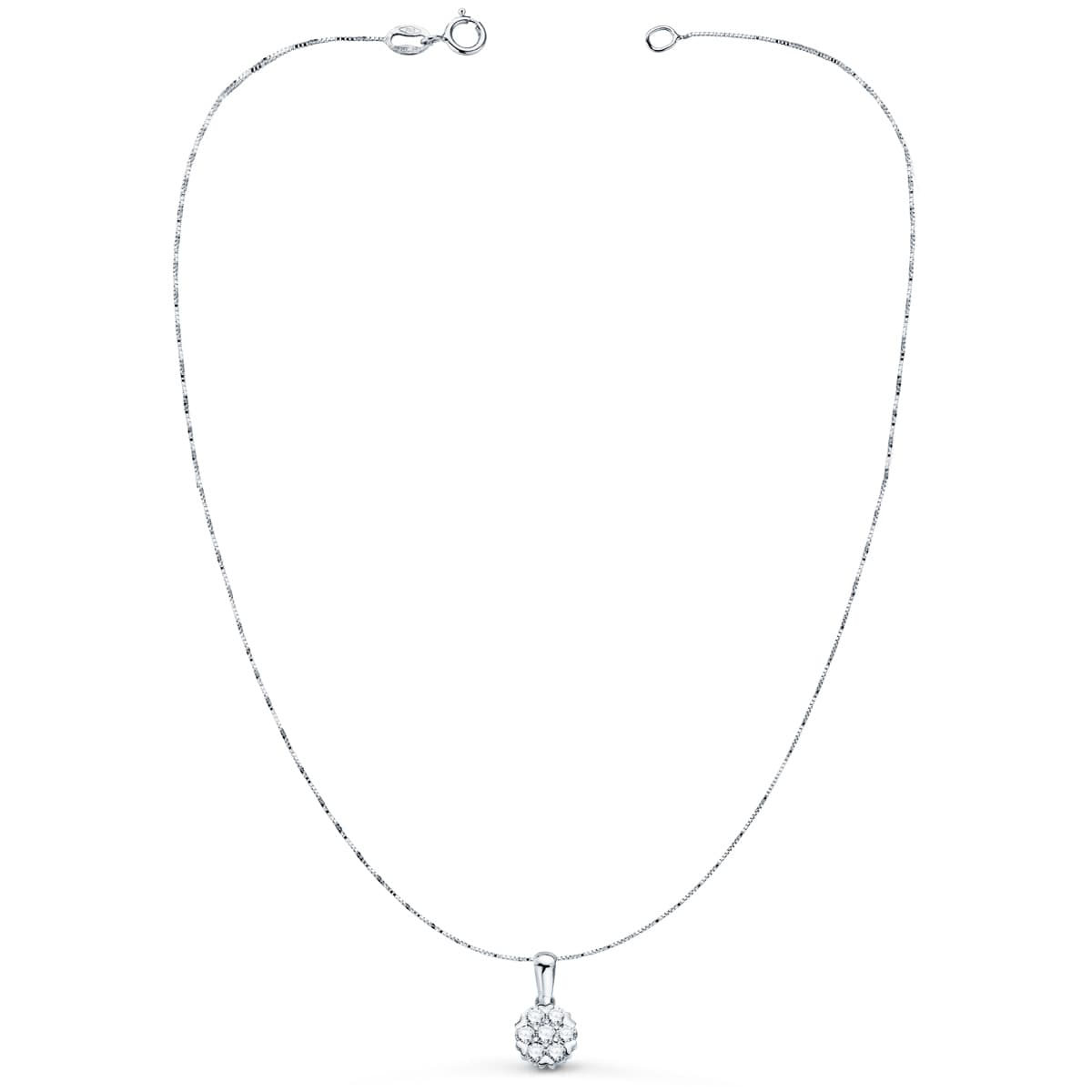 18K GARGANTILLA ORO BLANCO COLGANTE 7 MM DIAMANTES LABORATORIO 0,300 QTS G-VS2 CADENA 42-3CM