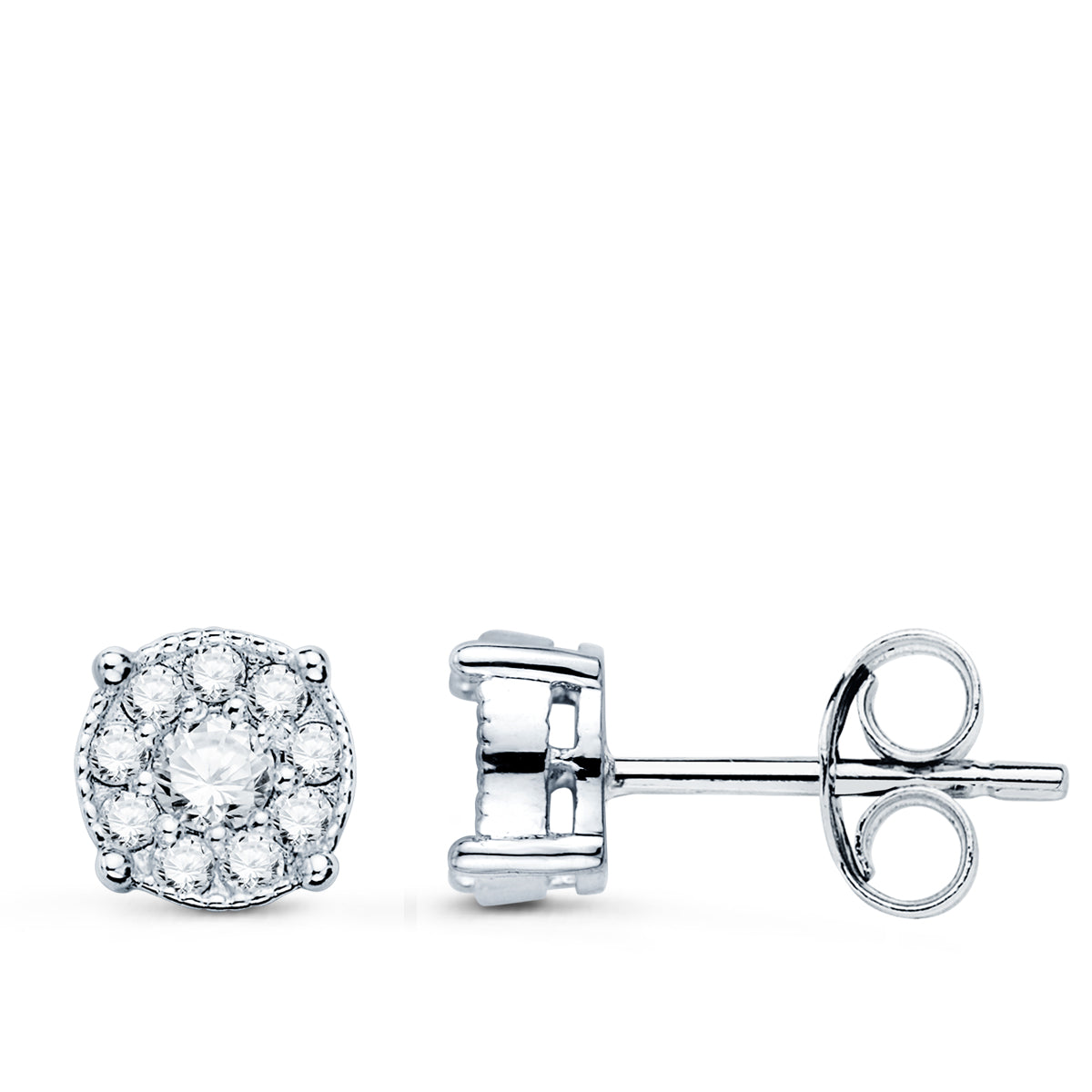 Pendientes 20 Diamantes Laboratorio 0,365 Qtes Vs2- G. Medida: 7 x 7 mm. de oro blanco 18K