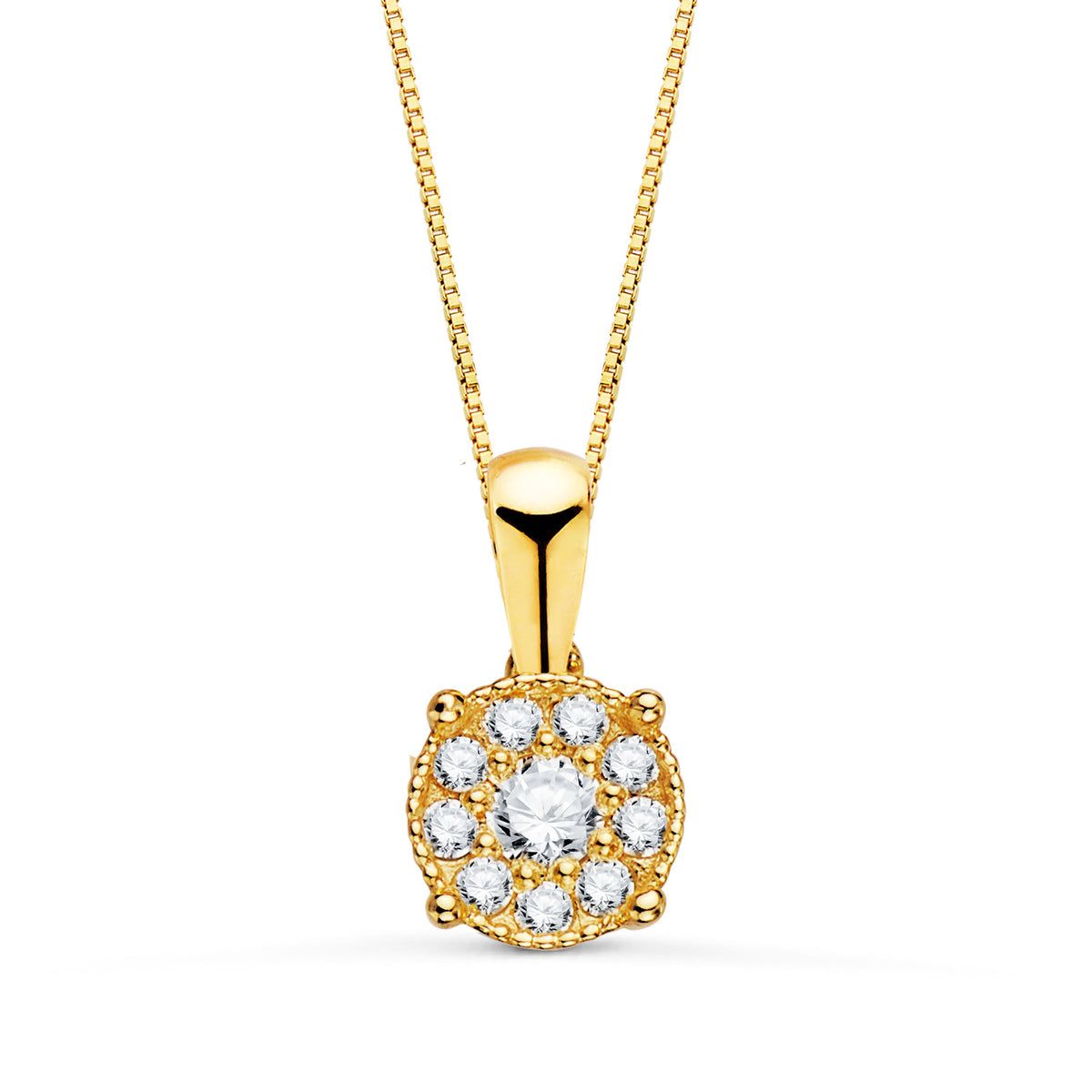 Colgante con Diamantes Laboratorio 0,182 Qts - Vs2 G. Med: 6,5 mm. Cadena 42-3 cm de oro amarillo 18K