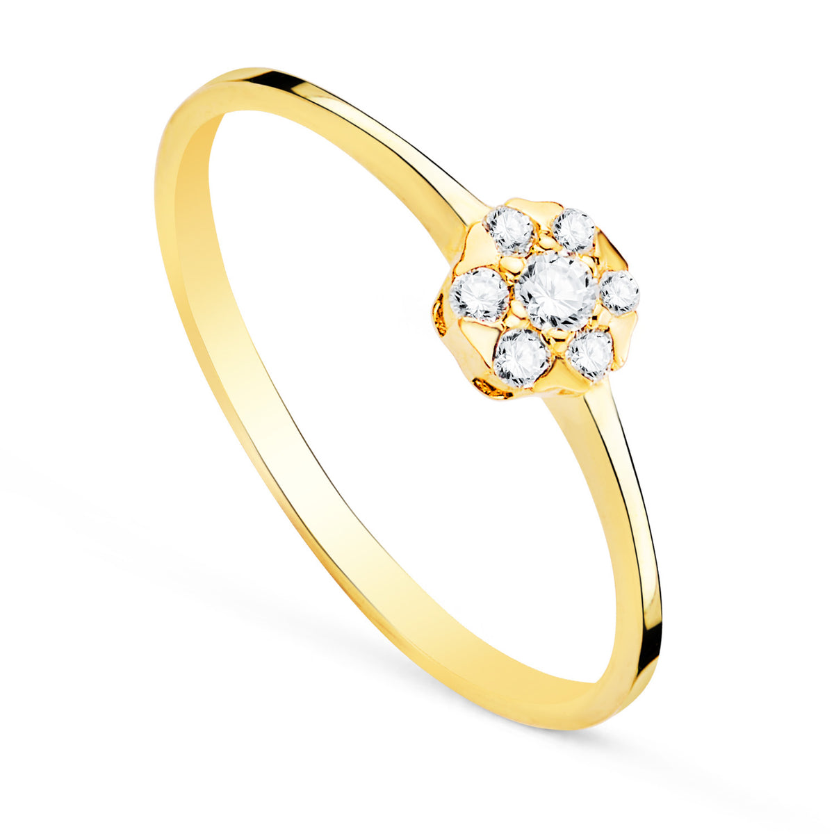 Sortija con Diamantes Laboratorio Cuajo 5 x 5 mm 0,127 Qts. Vs2-g de oro amarillo 18K