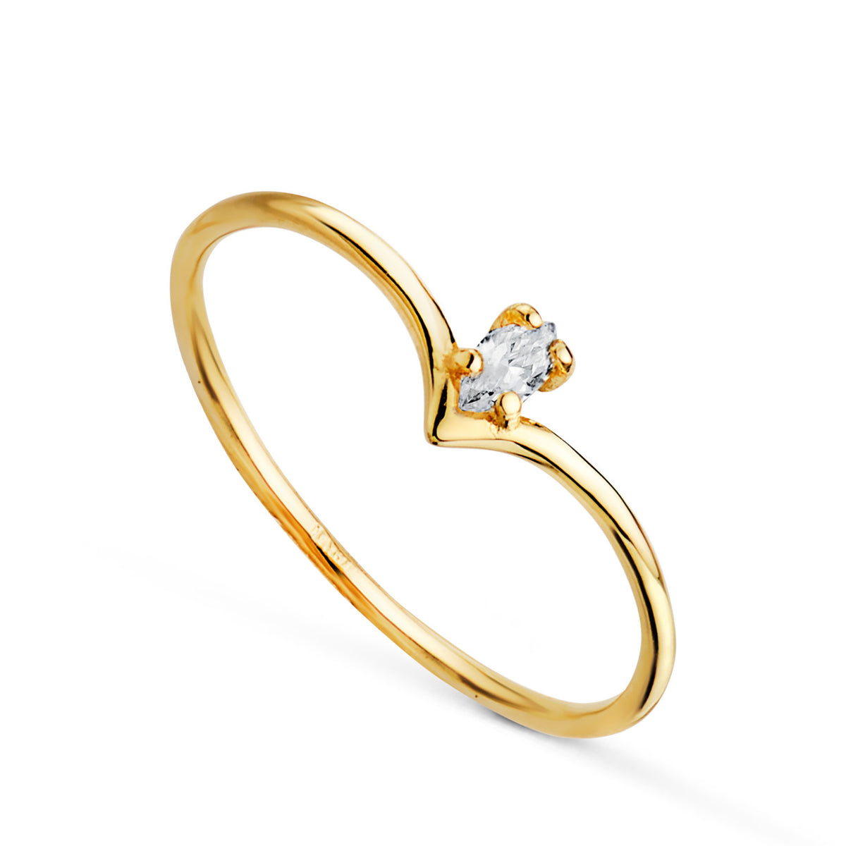 Sortija Pico Diamante Laboratorio Talla Marquis 0,067 Qtes. G-vs2. Ancho: 5 mm de oro amarillo 18K