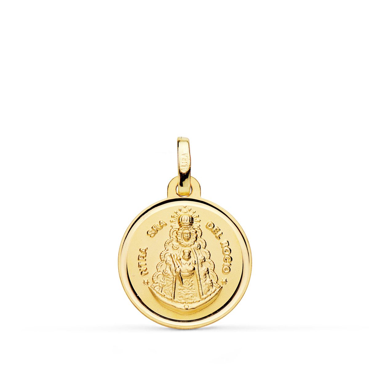 Medalla Virgen del Rocio Bisel 16 mm de oro amarillo 18K