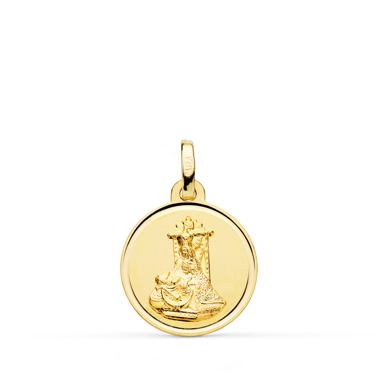 Medalla Virgen de Las Angustias Bisel 16 mm de oro amarillo 18K