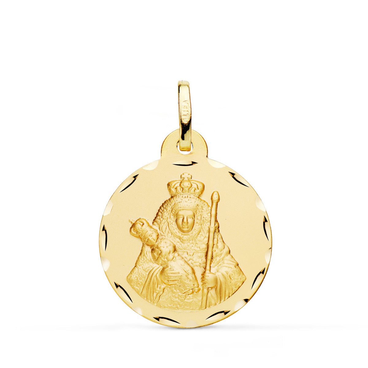 Medalla Nuestra Señora de la Candelaria Tallada 22 mm de oro amarillo 18K