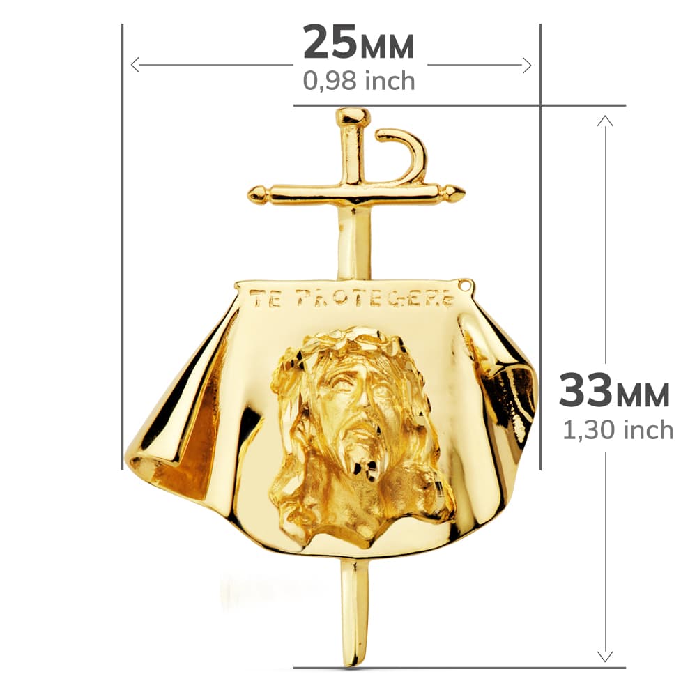 18K COLGANTE ORO AMARILLO CRISTO DE TOREROS 34X25 MM